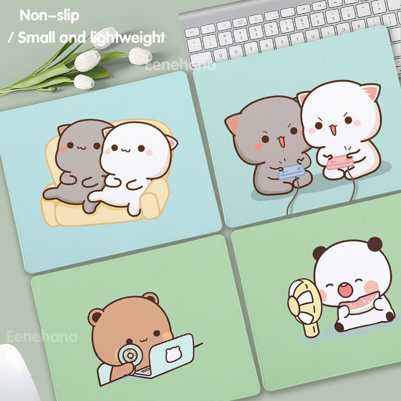 Tampă de mouse mic Anime Peach Mochi Cat Cartoon Gamer Tastatură de birou Covorașă Kawaii Mini Mouse Pad anti-alunecare Covorașe de protecție pentru birou