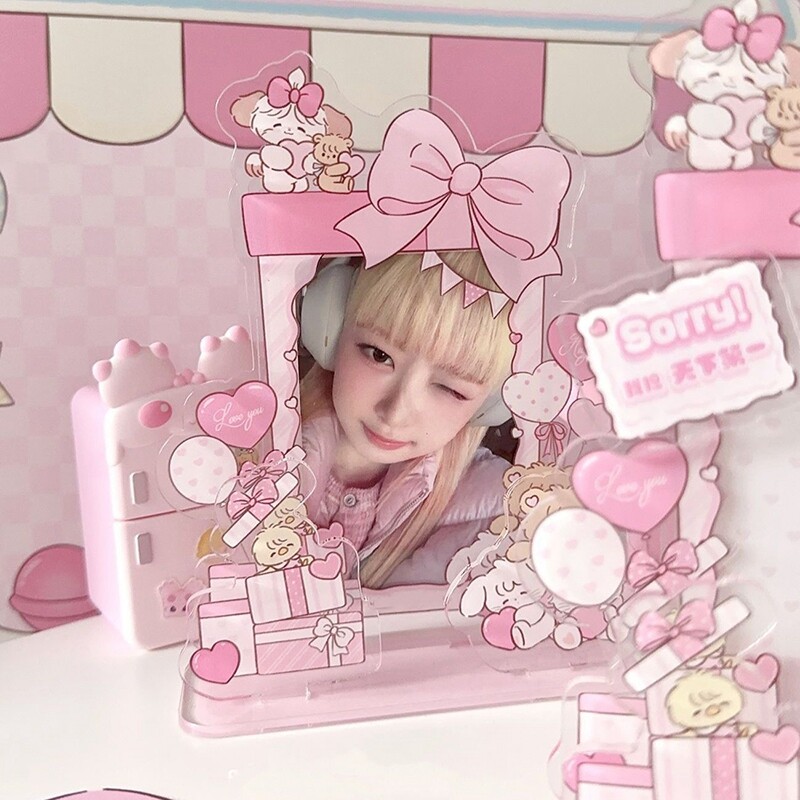Suport pentru cărți foto acrilice Kawaii Rama foto Kpop Suport pentru cărți foto Idol de birou Afișare carduri foto Organizator de cărți foto Ornament