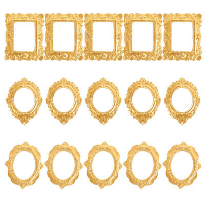 15 buc. Ramă foto Mini rame din rășină Ornament pentru casă Oglindă Poză Retro auriu Jucărie Cameră Pictură Farmecul