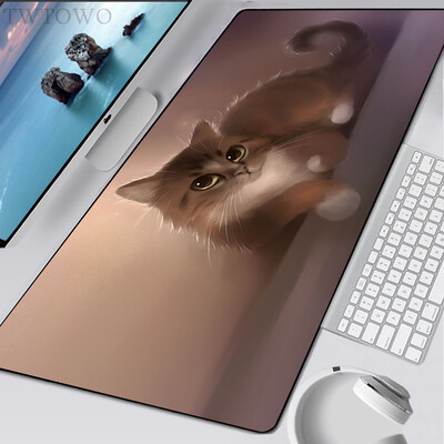 Mouse Pad Gamer XXL Covorașe de birou mari pentru computere din desene animate cu animale drăguță pisică mochetă din cauciuc natural anti-alunecare, moale, mouse pad