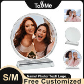 Ramă personalizată gratuită din sticlă de cristal în formă de cerc Rama foto cu fotografii personalizate Album foto pentru cadou de aniversare pentru decorarea casei