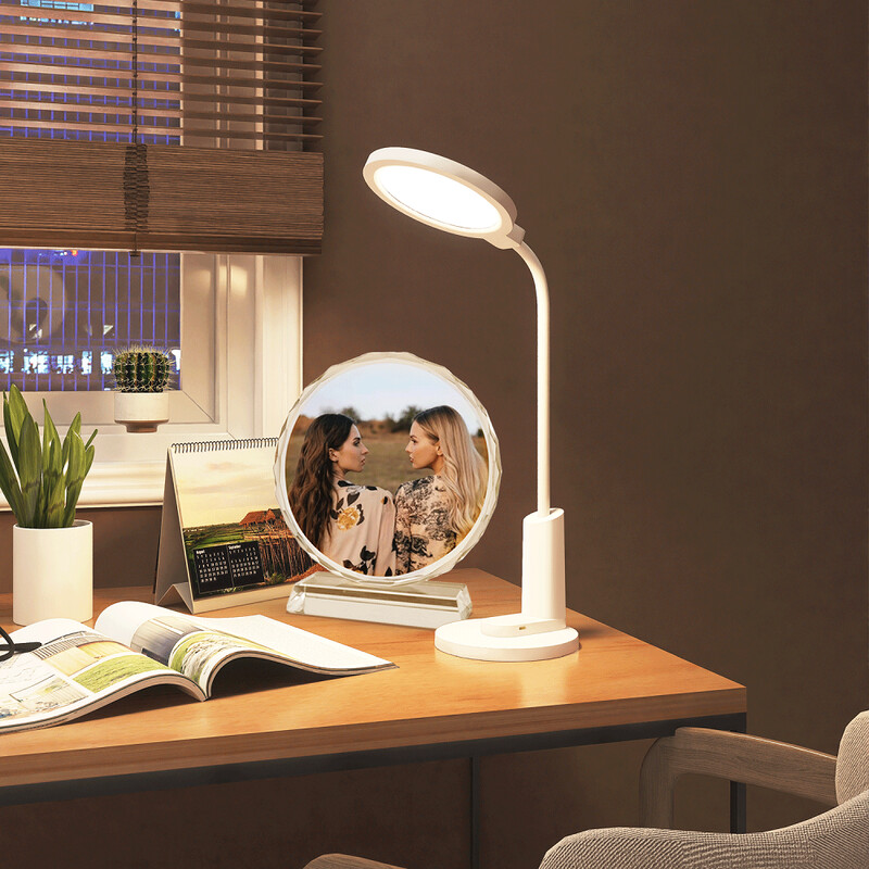 Ramă personalizată gratuită din sticlă de cristal în formă de cerc Rama foto cu fotografii personalizate Album foto pentru cadou de aniversare pentru decorarea casei