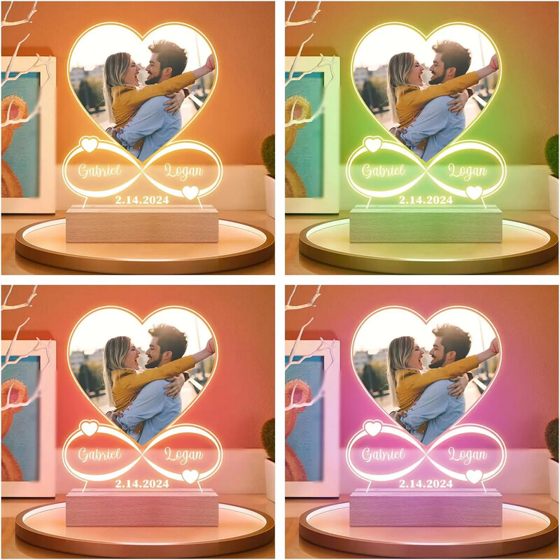 Ziua Îndrăgostiților Cadouri personalizate pentru cupluri Ramă foto cu placă acrilică cu fotografie Rama foto personalizată Aniversare Cadouri de nuntă