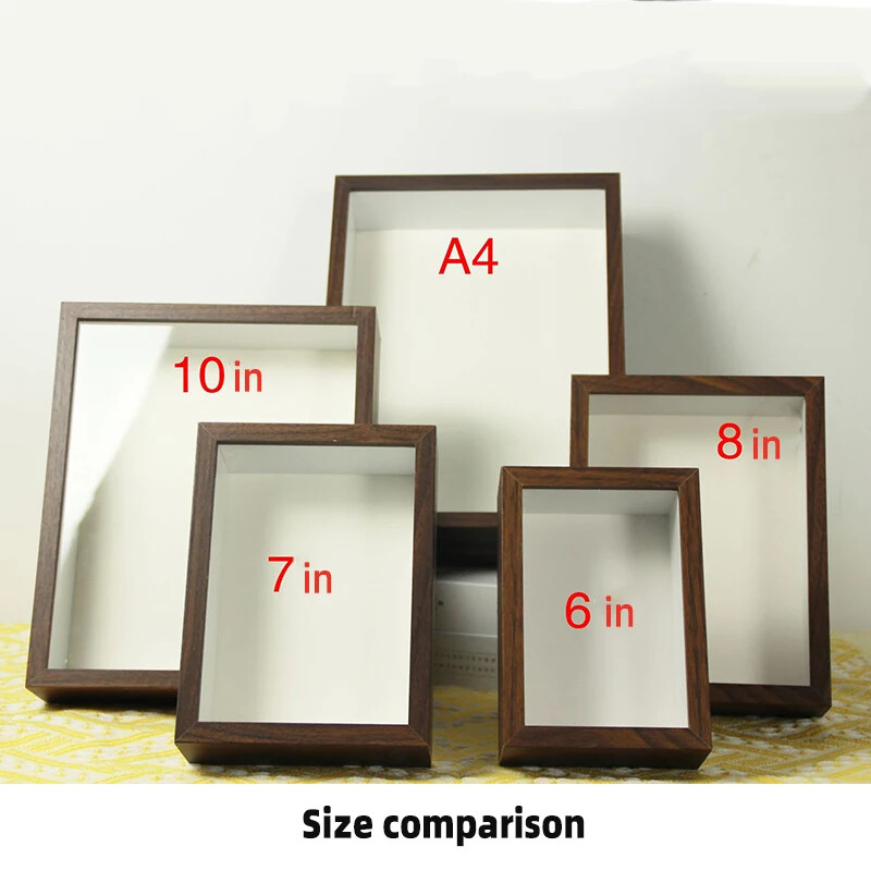 Rame de poze din lemn 3D Adâncime 3cm 5cm Suport pentru specimene de flori uscate realizat manual DIY Afișare lucrare manuală Ramă foto Decor pentru casă