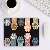 Mouse pad mic 180x220x2MM Labă de pisică drăguță cu bază de cauciuc anti-alunecare covoraș de birou Jocuri de birou Animație de desene animate Accesorii de birou negre