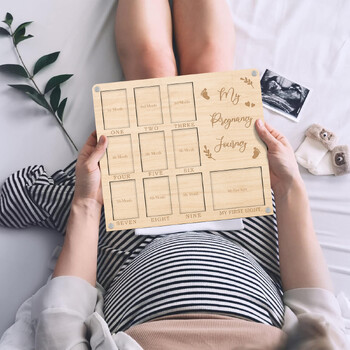 My Pregnancy Journey 2 Layer Photo Board - 10 κουλοχέρηδες φωτογραφιών για 9 μήνες & υπέρηχος - Ξύλινη οθόνη αναμνηστικών μωρών