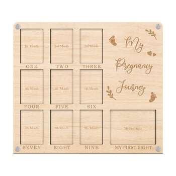 My Pregnancy Journey 2 Layer Photo Board - 10 κουλοχέρηδες φωτογραφιών για 9 μήνες & υπέρηχος - Ξύλινη οθόνη αναμνηστικών μωρών