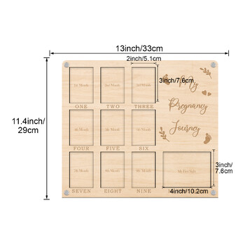 My Pregnancy Journey 2 Layer Photo Board - 10 κουλοχέρηδες φωτογραφιών για 9 μήνες & υπέρηχος - Ξύλινη οθόνη αναμνηστικών μωρών