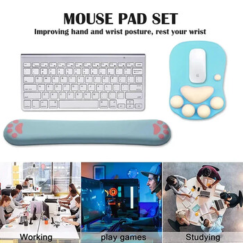 3D Mouse Pad Μαλακό σιλικόνης Cute Cat Paw Mouse Mat Memory Foam στηρίγματα καρπού Μαξιλάρια Mousepad για παιδιά Φορητός υπολογιστής Mousepad