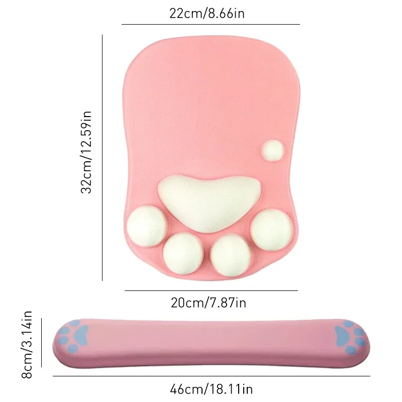 Tampă de mouse 3D din silicon moale, drăguț, covoraș de mouse cu labe de pisică, suporturi pentru încheietura mâinii, perne pentru mousepad pentru copii, laptop, computer, mousepad
