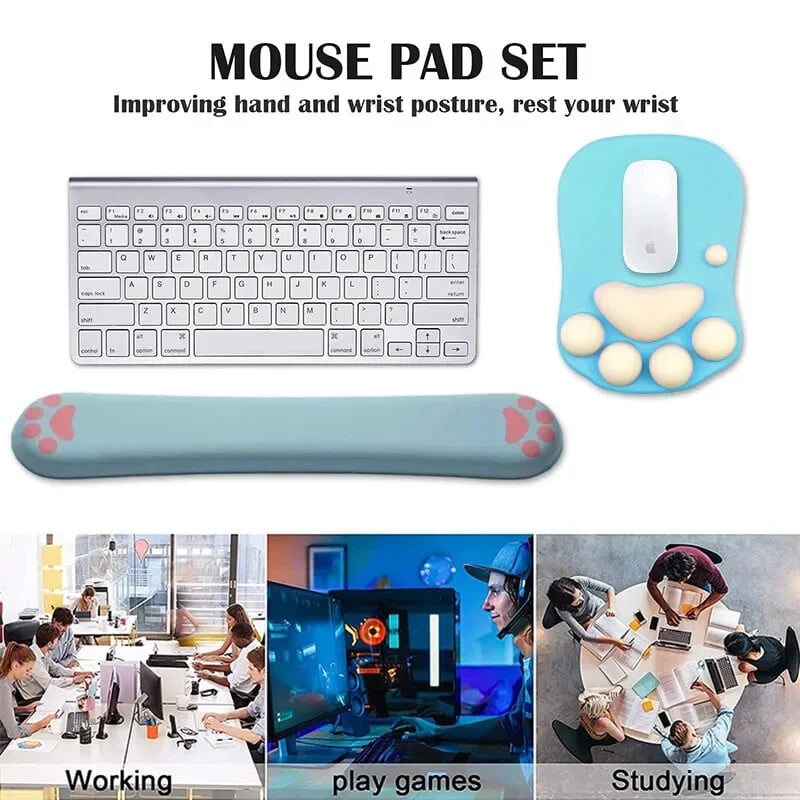 Tampă de mouse 3D din silicon moale, drăguț, covoraș de mouse cu labe de pisică, suporturi pentru încheietura mâinii, perne pentru mousepad pentru copii, laptop, computer, mousepad