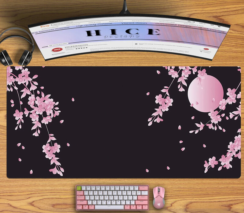 Mouse Pad arătos pentru fete femei Covoraș simplu pentru birou Producție de cauciuc de înaltă calitate Fund anti-alunecare Flori roz Drăguț