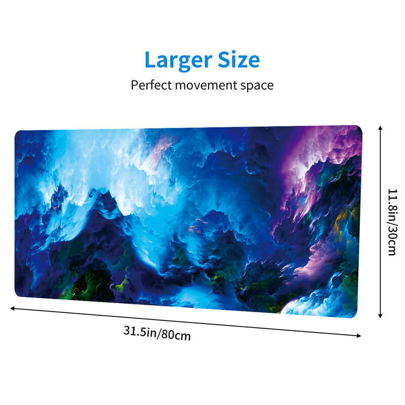 Dazzling Galaxy Gaming Mouse Pad, Mousepad mare cu bază de cauciuc anti-alunecare, Mouse Pad pentru tastatură, Tampoane de birou cu margini cusute, 31,5x11