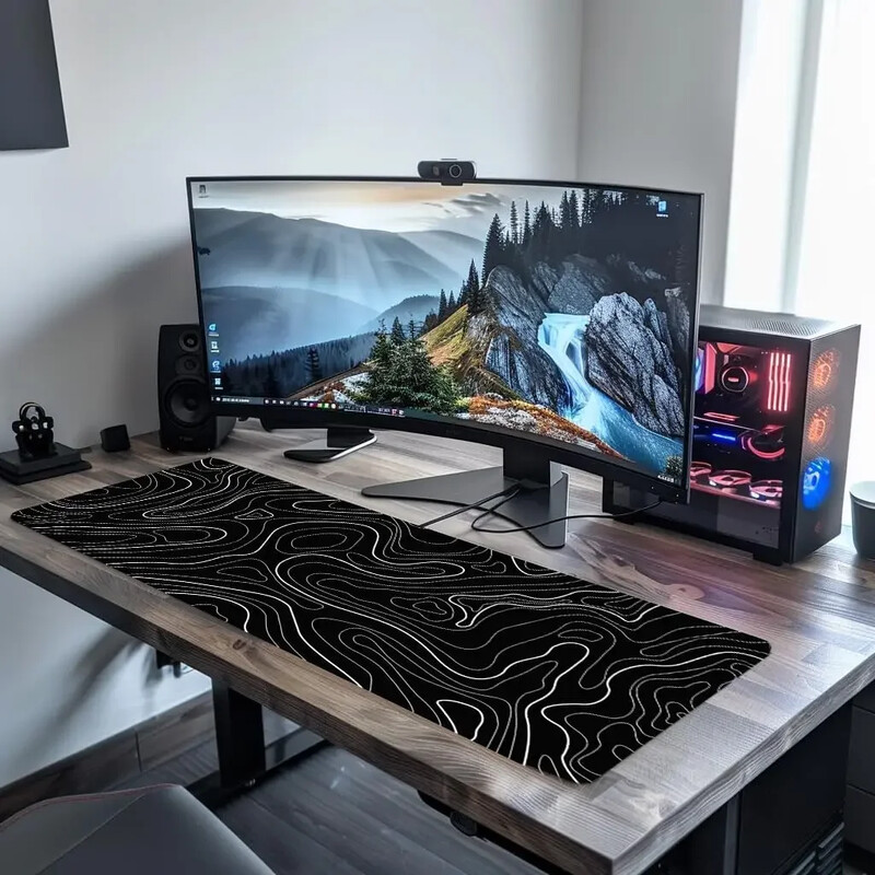 Mouse Pad pentru gaming Tastatură mare Tastatură și mouse Pad 31,5 x 11,8 inch Covoraș de birou Tampă mouse topografică pentru birou acasă