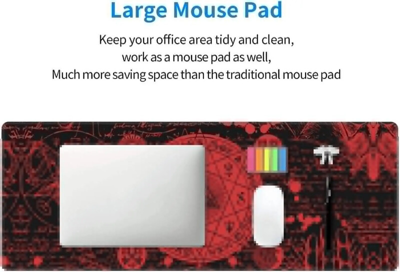 Vintage Mystic Goth Witchy Symbol Mouse Pad Tampă de mouse mare extinsă Tampă de birou supradimensionată Margini cusute 31,5 X 11,8 inci