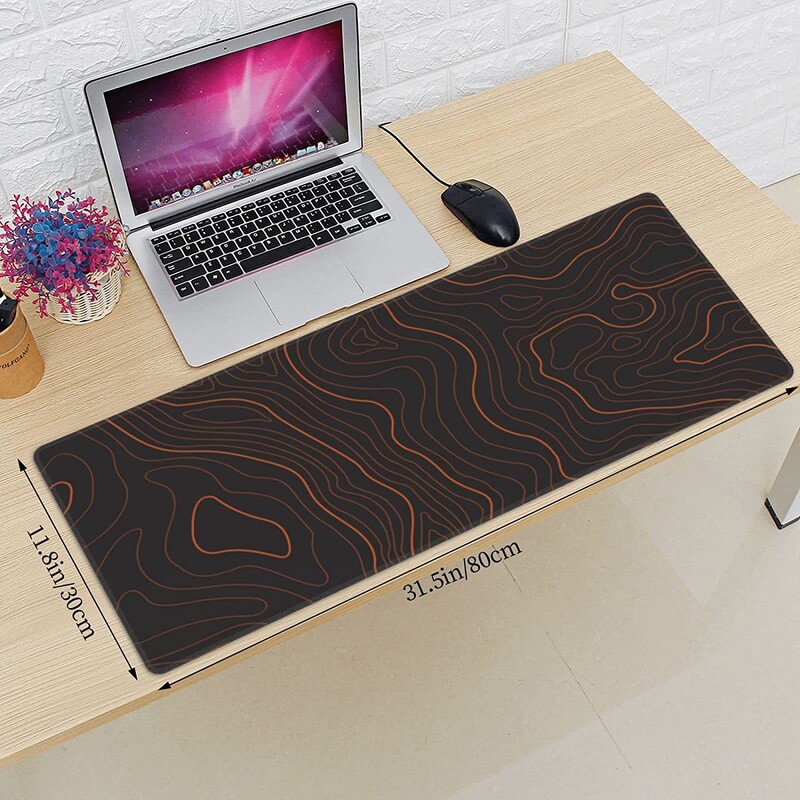 Negru maro Hartă topografică Tampă de mouse extinsă, mare pentru jocuri