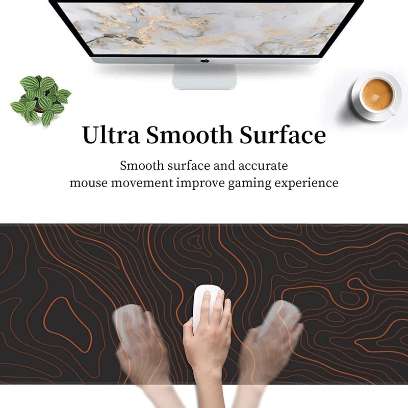 Negru maro Hartă topografică Tampă de mouse extinsă, mare pentru jocuri