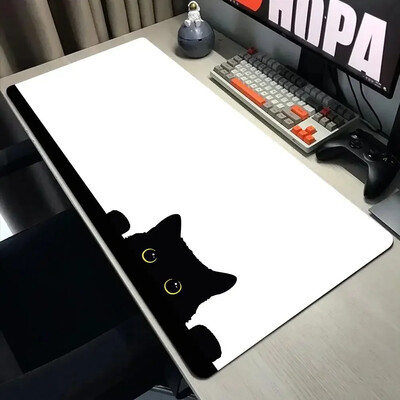 Vicces fekete macska egérpadok aranyos macska számítógép XXL mausepad céges asztali pad 900x400 nagy Kawaii párna irodai kiegészítők szőnyeg