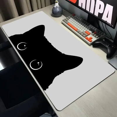 Vicces fekete macska egérpadok aranyos macska számítógép XXL mausepad céges asztali pad 900x400 nagy Kawaii párna irodai kiegészítők szőnyeg