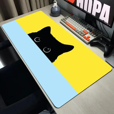 Vicces fekete macska egérpadok aranyos macska számítógép XXL mausepad céges asztali pad 900x400 nagy Kawaii párna irodai kiegészítők szőnyeg
