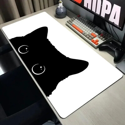 Vicces fekete macska egérpadok aranyos macska számítógép XXL mausepad céges asztali pad 900x400 nagy Kawaii párna irodai kiegészítők szőnyeg