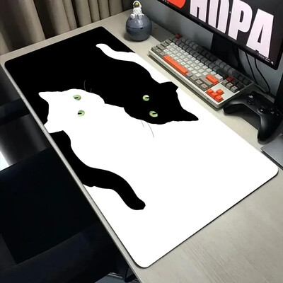 Vicces fekete macska egérpadok aranyos macska számítógép XXL mausepad céges asztali pad 900x400 nagy Kawaii párna irodai kiegészítők szőnyeg