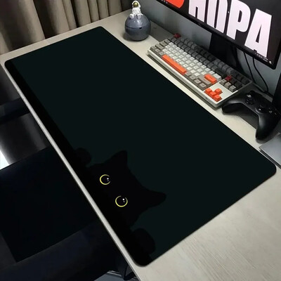 Vicces fekete macska egérpadok aranyos macska számítógép XXL mausepad céges asztali pad 900x400 nagy Kawaii párna irodai kiegészítők szőnyeg