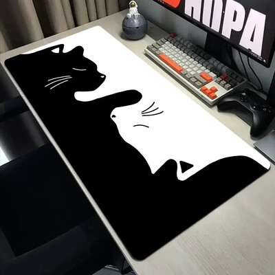 Vicces fekete macska egérpadok aranyos macska számítógép XXL mausepad céges asztali pad 900x400 nagy Kawaii párna irodai kiegészítők szőnyeg
