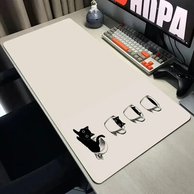 Vicces fekete macska egérpadok aranyos macska számítógép XXL mausepad céges asztali pad 900x400 nagy Kawaii párna irodai kiegészítők szőnyeg