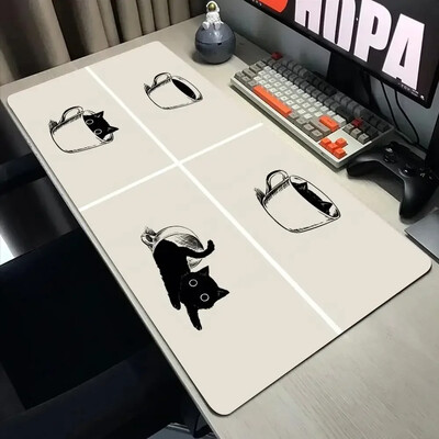 Vicces fekete macska egérpadok aranyos macska számítógép XXL mausepad céges asztali pad 900x400 nagy Kawaii párna irodai kiegészítők szőnyeg
