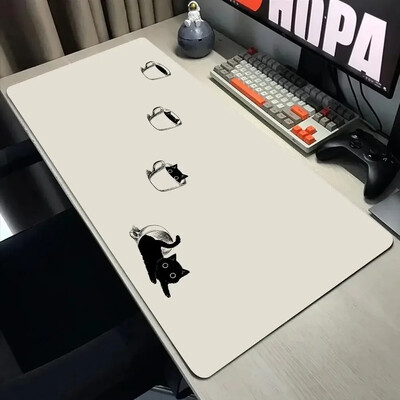 Vicces fekete macska egérpadok aranyos macska számítógép XXL mausepad céges asztali pad 900x400 nagy Kawaii párna irodai kiegészítők szőnyeg