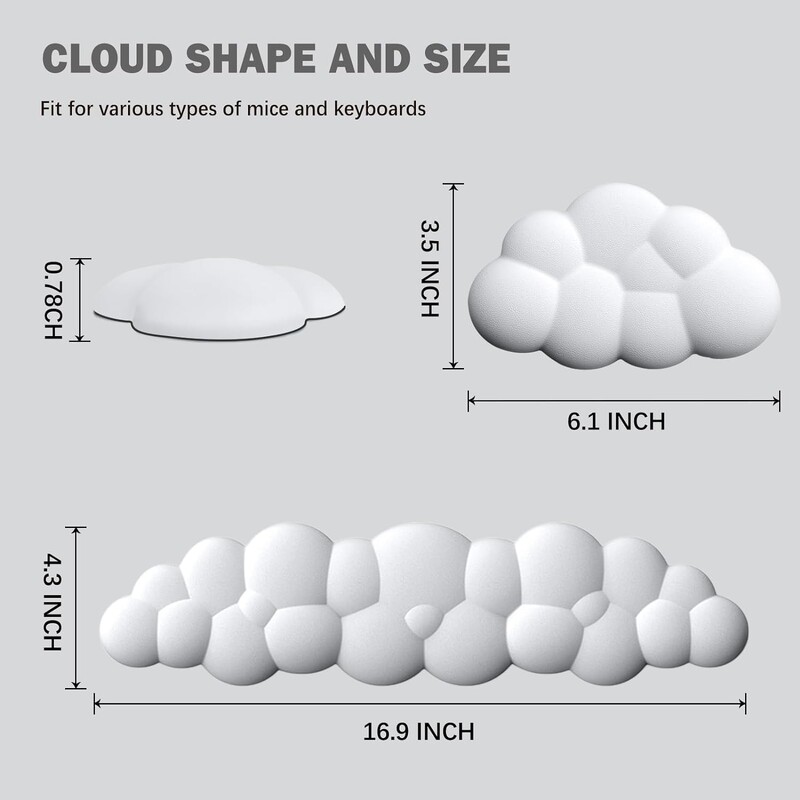 Tastatură ergonomică Mouse Cloud Suport pentru încheietura mâinii Birou Protecție la tastare Relaxează încheietura mâinii Pad pentru mouse din spumă cu memorie Computer Laptop Covoraș de birou