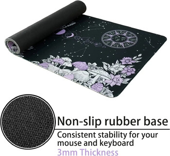 Mousepad Aesthetic Butterfly Goth Gaming Mousepad XL Trippy Mushroom Moon Galaxy Μαύρο Μωβ Μακρύ μεγάλο γραφείο 31,5 x 11,8 ιντσών