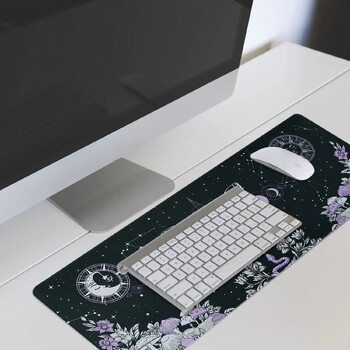 Mousepad Aesthetic Butterfly Goth Gaming Mousepad XL Trippy Mushroom Moon Galaxy Μαύρο Μωβ Μακρύ μεγάλο γραφείο 31,5 x 11,8 ιντσών