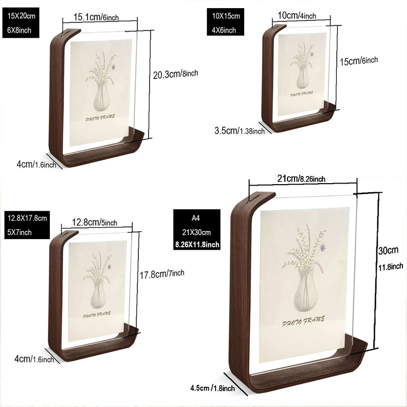 Ramă foto din lemn acrilic A4 10X15cm 15X20cm Calendar Rama cu două fețe Rame foto pentru petrecere de nuntă Rama foto