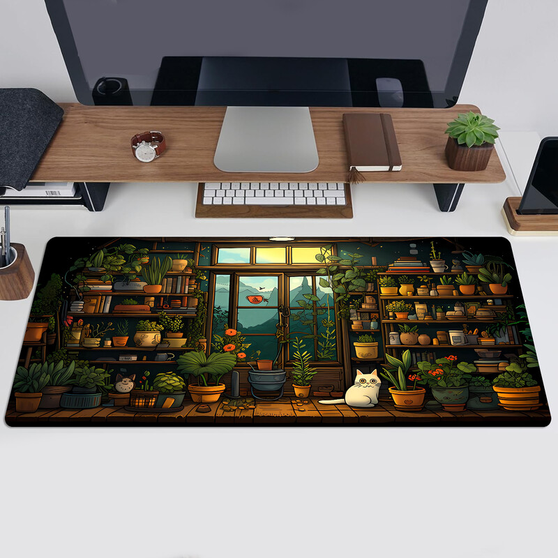 Cute Cat Mouse Pad Pad de birou Kawaii Desk Decor Mat, Mouse Pad mare pentru gaming pentru birou, computer, tastatură, laptop, decor birou
