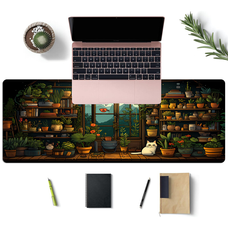 Cute Cat Mouse Pad Pad de birou Kawaii Desk Decor Mat, Mouse Pad mare pentru gaming pentru birou, computer, tastatură, laptop, decor birou