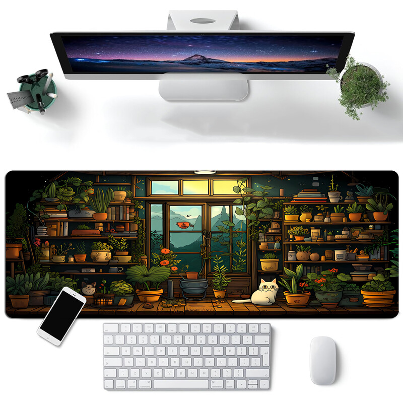 Cute Cat Mouse Pad Pad de birou Kawaii Desk Decor Mat, Mouse Pad mare pentru gaming pentru birou, computer, tastatură, laptop, decor birou