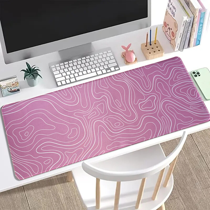 Pink Geographic Lines Tampă de mouse mare Tampă de birou Tampă de mouse pentru tastatură, mouse pad pentru jocuri 3D pentru sufragerie dormitor, Game Player Hom