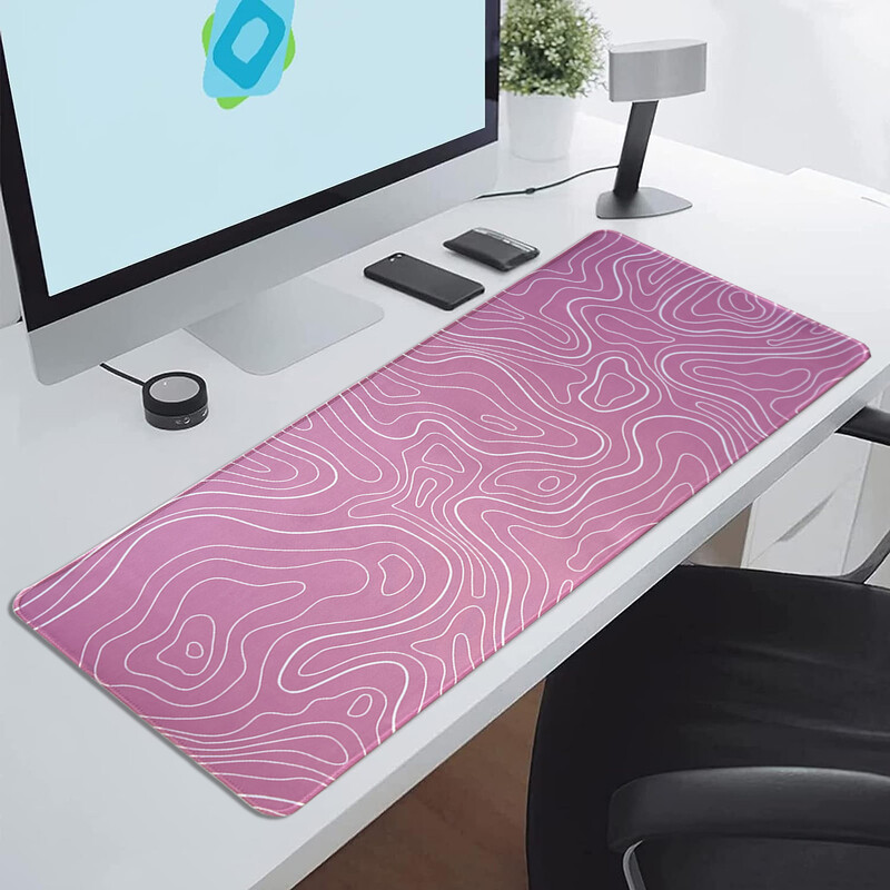 Pink Geographic Lines Tampă de mouse mare Tampă de birou Tampă de mouse pentru tastatură, mouse pad pentru jocuri 3D pentru sufragerie dormitor, Game Player Hom