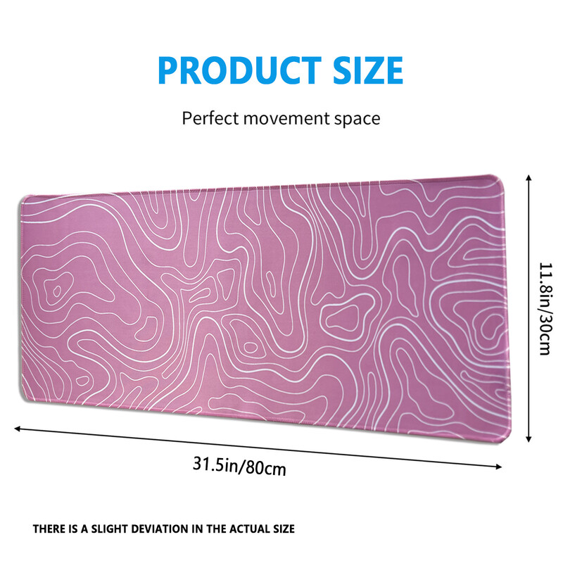 Pink Geographic Lines Tampă de mouse mare Tampă de birou Tampă de mouse pentru tastatură, mouse pad pentru jocuri 3D pentru sufragerie dormitor, Game Player Hom