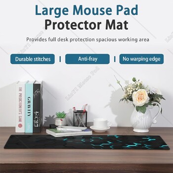 Blue Honeycomb Science Technology Extended Gaming Mouse Pad με αντιολισθητική βάση ραμμένη άκρη για εργασία στο σπίτι στο γραφείο 31,5x11,8 ίντσες