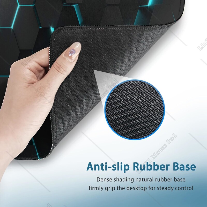 Blue Honeycomb Science Technology Extended Gaming Mouse Pad cu bază anti-alunecare Margini cusute pentru birou acasă 31,5 x 11,8 inci
