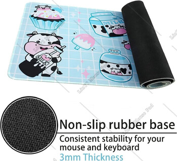 Kawaii Cow Mouse Pad Mat Large Milk Cake Cow Mouse Pad Ροζ Μπλε XL Kawaii Cow Decor Αξεσουάρ 31,5 X 11,8 ίντσες