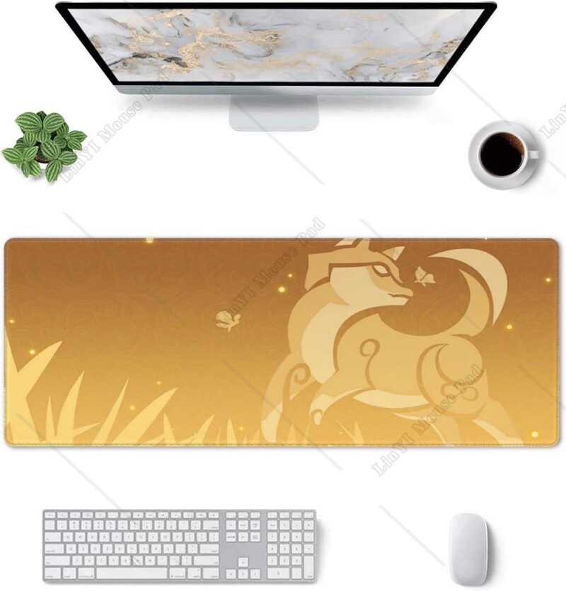 Genshin Game Impact Gorou Gaming Mouse Pad Anti-alunecare din cauciuc Mousepad mare pentru computere de birou, desktop, laptop, 12 x 31,5 inci