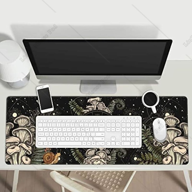 Witchy Mushroom Gaming Mouse Pad Tapet mare Mousepad Covorașe de cauciuc anti-alunecare Margini cusute pentru birou, lucru acasă, 31,5 x 11,8 inci