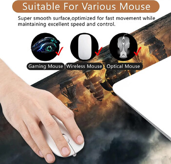 Skull Cloud Pirate Boat Mouse Pad Large Gaming Mouse Pad 35x15,7 ιντσών Μεγάλο λαστιχένιο αντιολισθητικό ποντίκι για Laptop PC Office Work