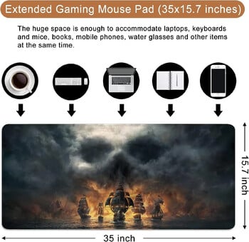 Skull Cloud Pirate Boat Mouse Pad Large Gaming Mouse Pad 35x15,7 ιντσών Μεγάλο λαστιχένιο αντιολισθητικό ποντίκι για Laptop PC Office Work