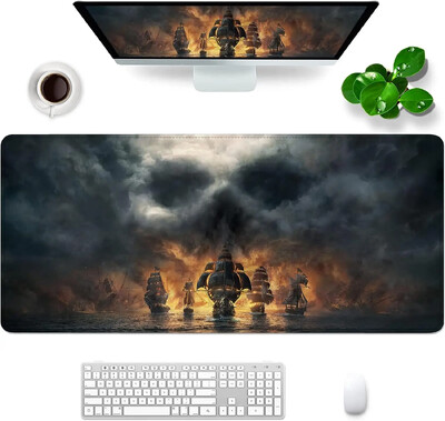 Skull Cloud Pirate Boat Mouse Pad Nagyméretű, játékhoz használható egérpad 35x15,7 hüvelykes nagyméretű, csúszásmentes gumis egérpad laptop PC-hez irodai munkához