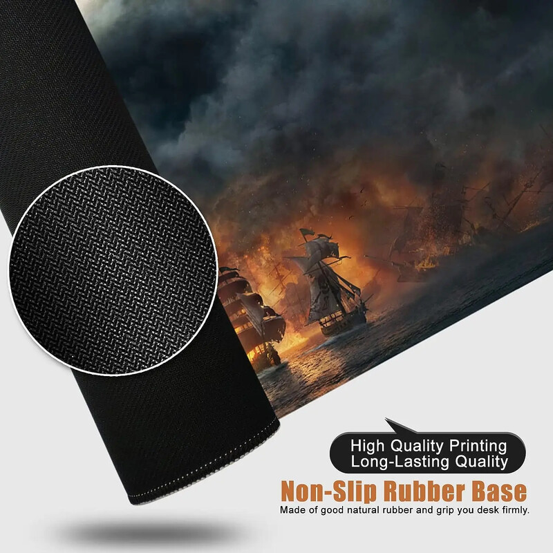 Skull Cloud Pirate Boat Mouse Pad Tampă de mouse mare pentru jocuri 35 x 15,7 inci Mouse Pad mare din cauciuc antiderapant pentru laptop, PC, birou